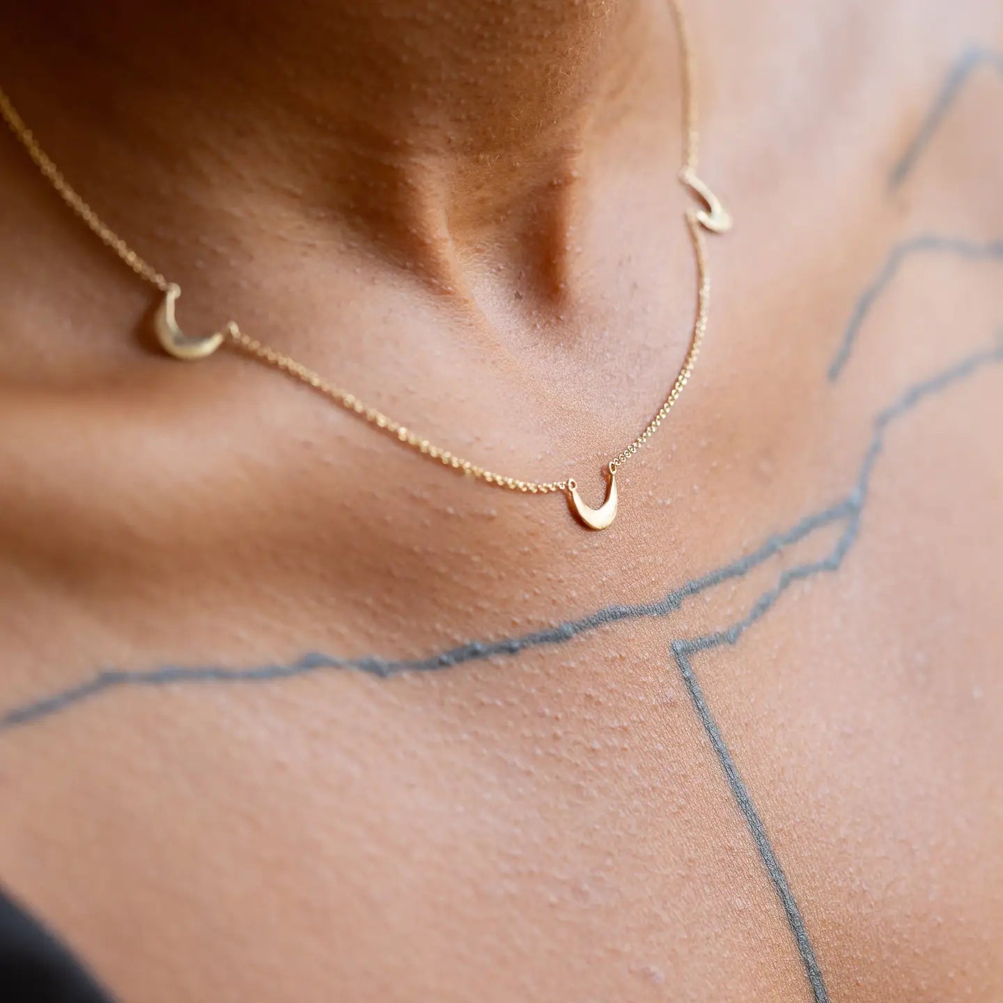 10k Triple Luna Necklace