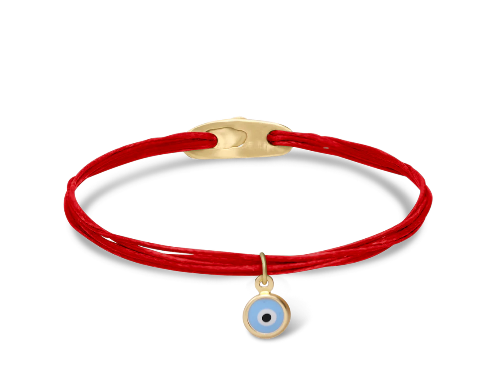 14K Gold Evil Eye Bracelet - Red Cord