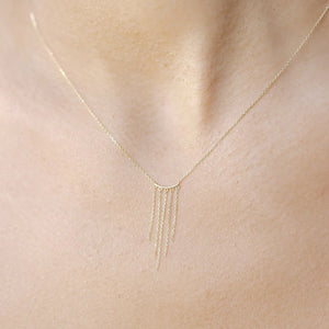 14K Solid Gold Fringe Necklace