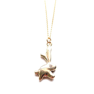 Gold Rabbit Charm + Necklace