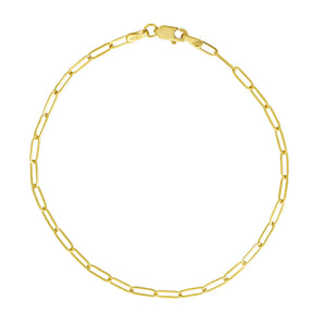 14K Solid Gold Paperclip Bracelet