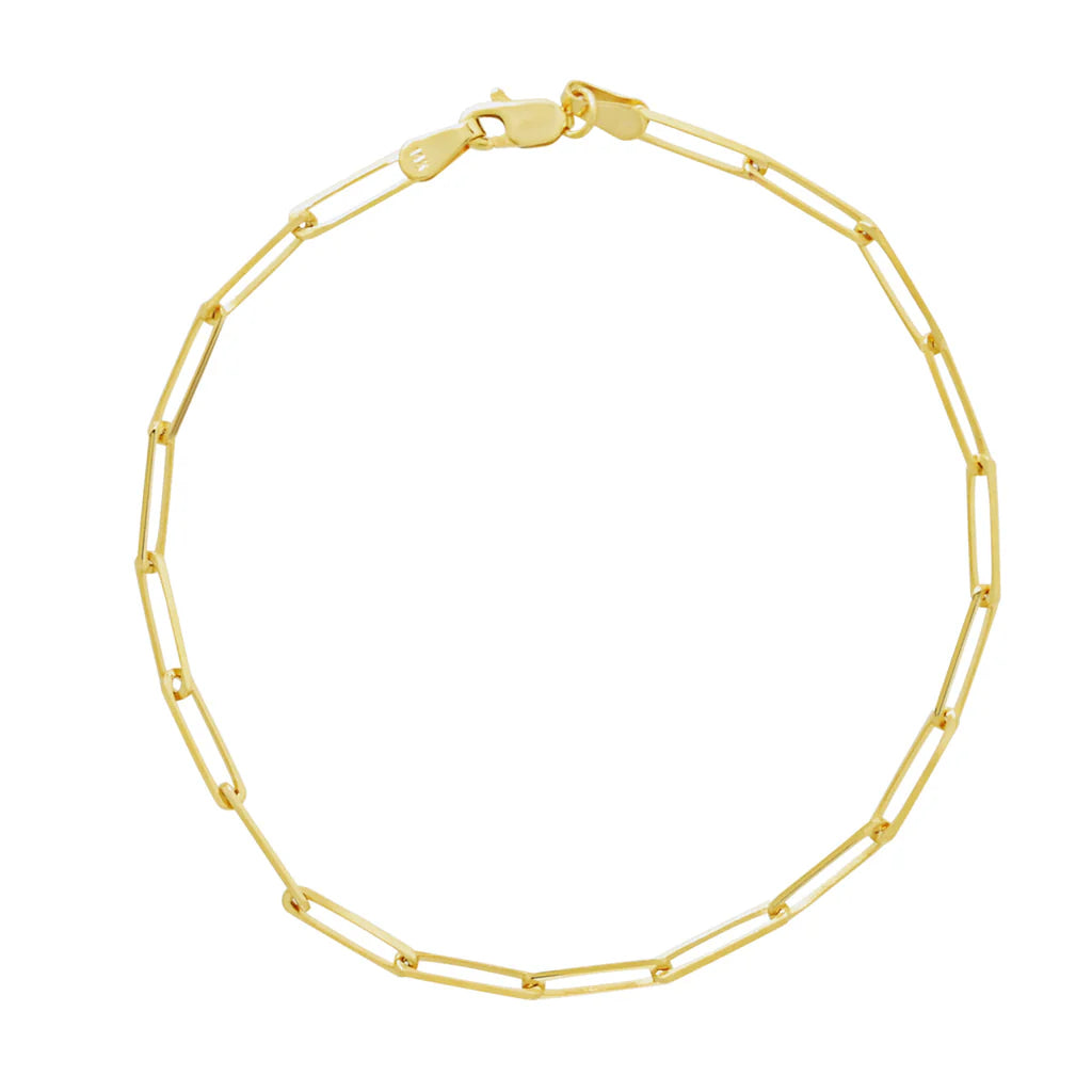 14K Solid Gold Thick Paperclip Bracelet