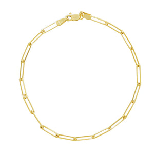 14K Solid Gold Thick Paperclip Bracelet