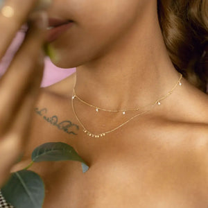 14K Solid Gold Tiny Multi Disc Neklace