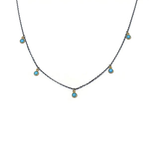 18k Bezel Set Turquoise on Silver Chain