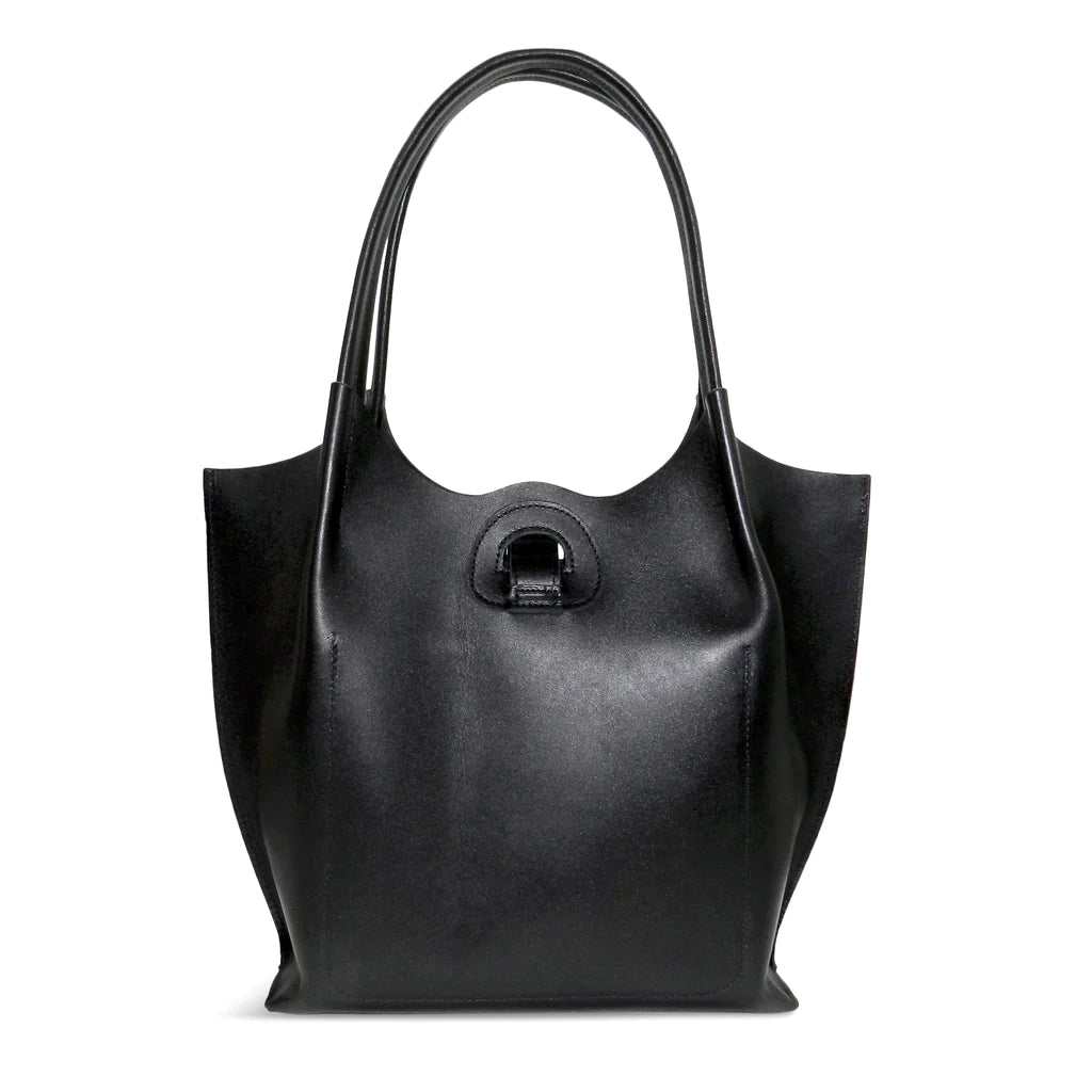 Eva Shoulder Tote - Black Dakota Cowhide