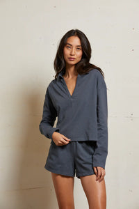 Alison Jersey Collared Shirt - Vintage Black
