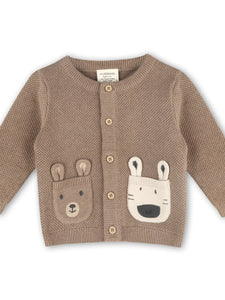 Animal Pocket Organic Cotton Baby Cardigan