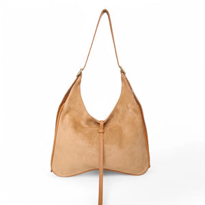 Arden Hobo - Pane Italian Suede with Miel Italian Buffalo Cowhide