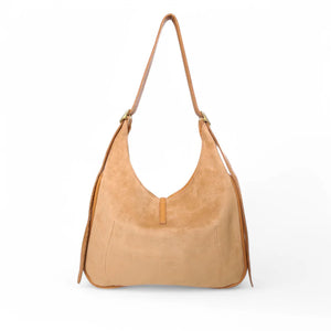 Arden Hobo - Pane Italian Suede with Miel Italian Buffalo Cowhide
