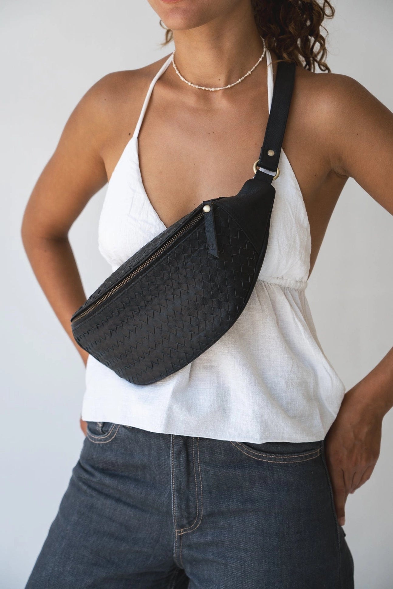 Woven Atlas Crossbody Bag - Black