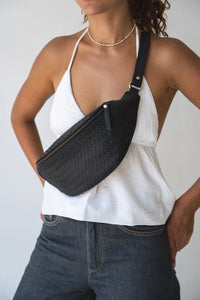 Woven Atlas Crossbody Bag - Black