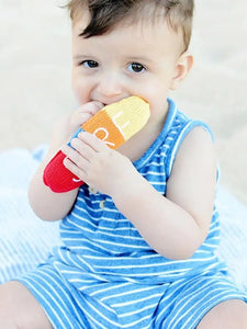 Organic Hand-Knit Baby Rattle - Surfboard