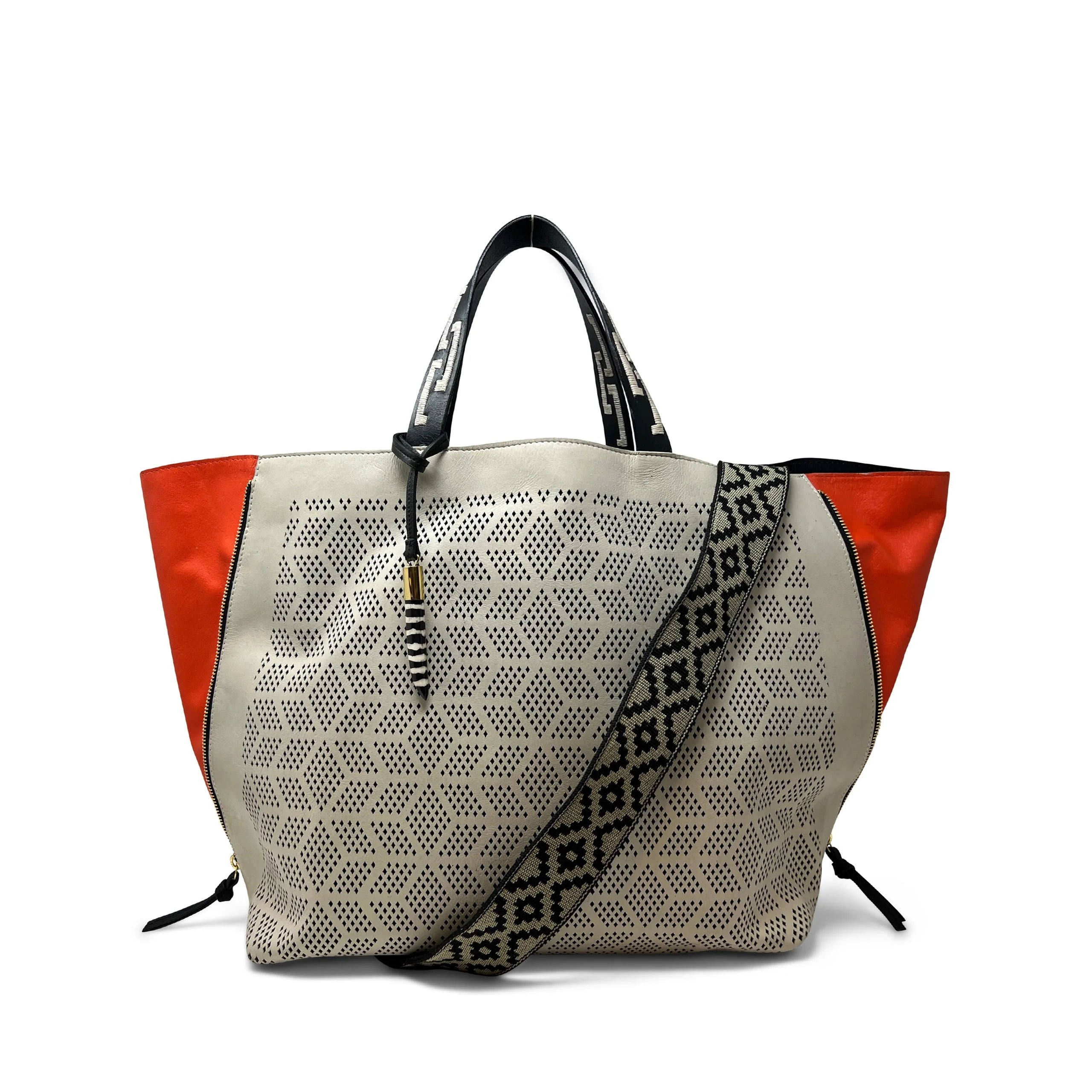 Bantham Tote - Chalk Double Diamond Perforated