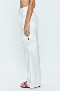 Brynn High Rise Relaxed Trouser - Le Blanc Pinstripe Pant