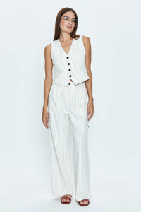 Brynn High Rise Relaxed Trouser - Le Blanc Pinstripe Pant