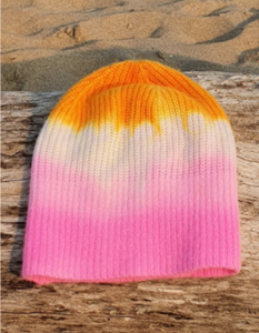 Cashmere Beanie - Hot Rose + Orange Fluoro Dip