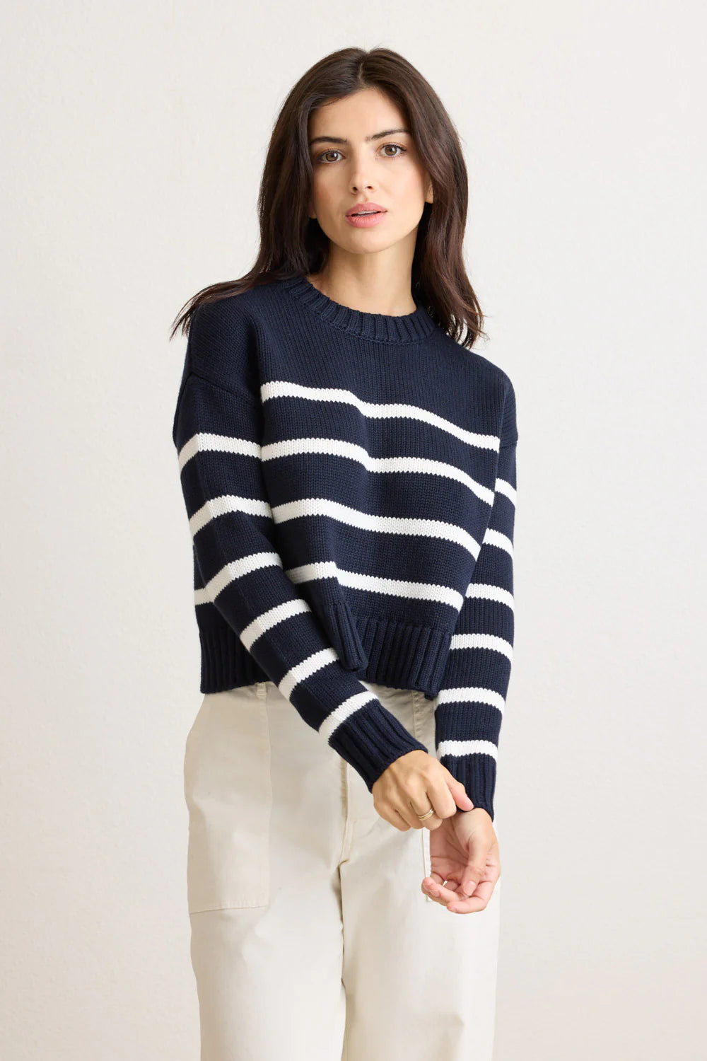 Celeste Crewneck Pullover- Navy Stripe