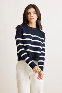 Celeste Crewneck Pullover- Navy Stripe