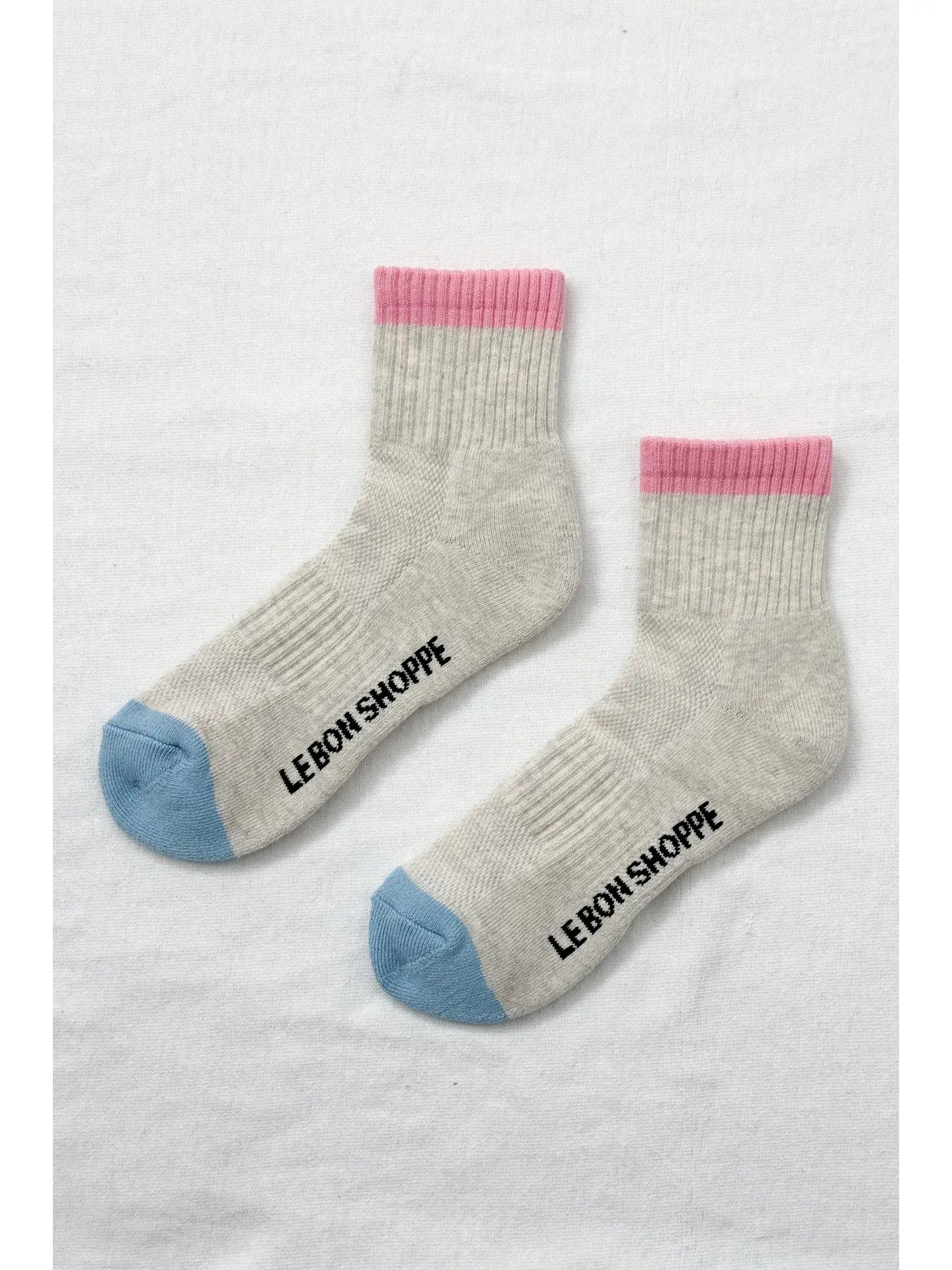 Color Block Girlfriend Socks - Grey Pink