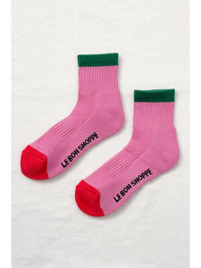 Color Block Girlfriend Socks - Rose Green