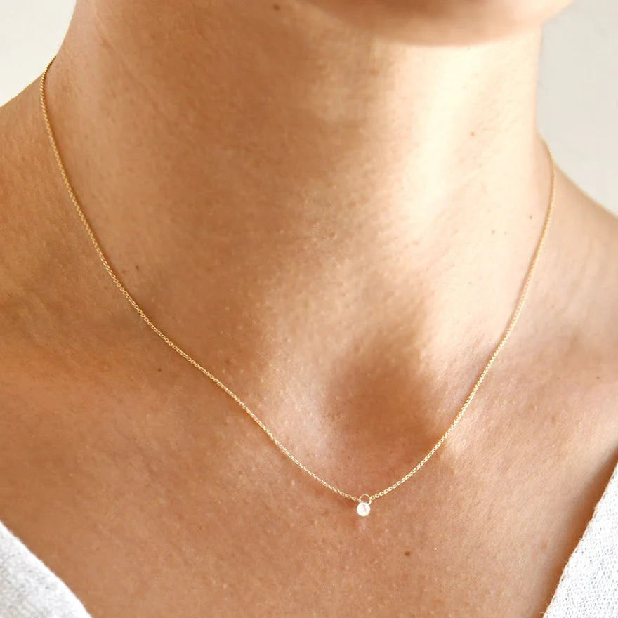 Diamond Briolette 14k Necklace