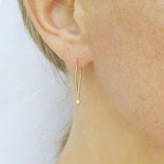 Diamond Dot Ribbon 14K Hoops