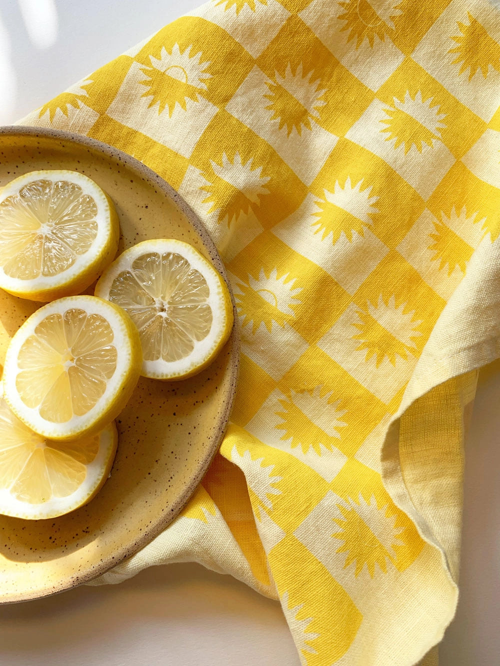 Sunrise Linen Tea Towel - Lemon
