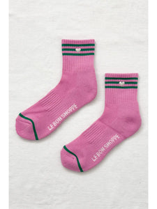 Embroidered Girlfriend Socks - Rose PInk + Heart