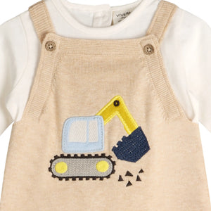 Organic Cotton Excavator Truck Baby Overall Set