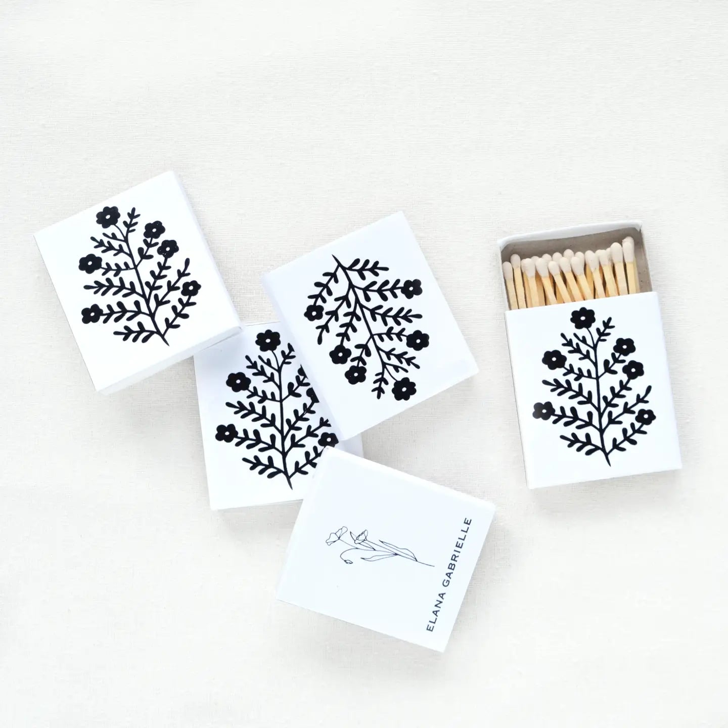 Floral Matchbox - Black + White