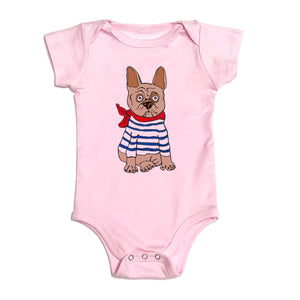 Pink Frenchie Organic Cotton Baby Onesie