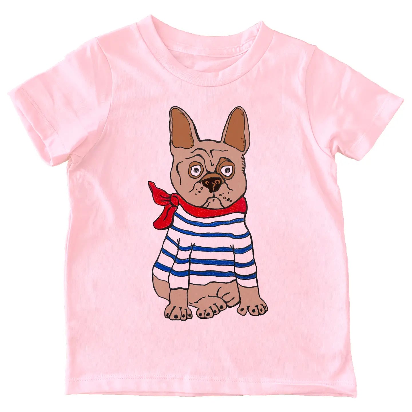 Pink Frenchie Bulldog Kids Cotton T-Shirt