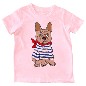 Pink Frenchie Bulldog Kids Cotton T-Shirt