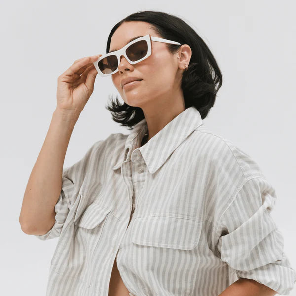 Jackie Rectangle Sunglasses - White Tortoise
