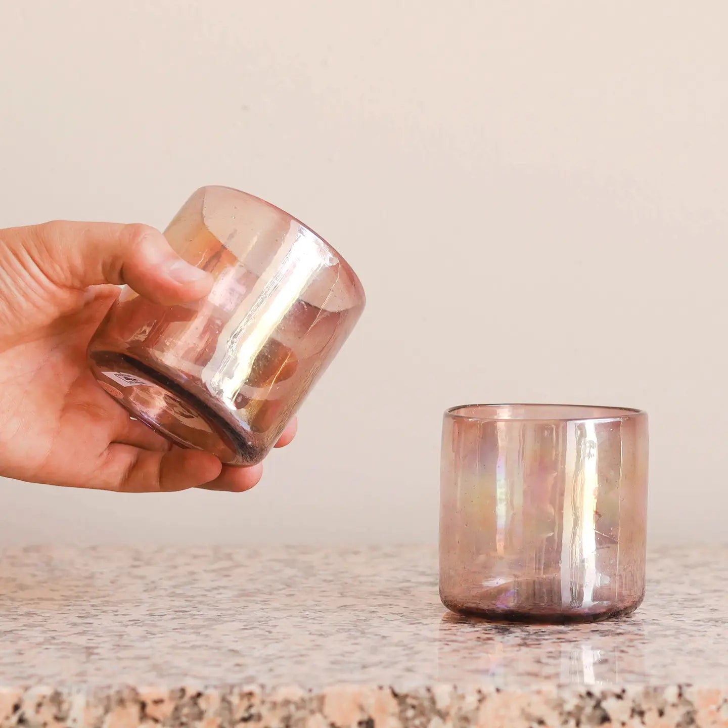 Handblown Cocktail Glass - Amethyst Luster