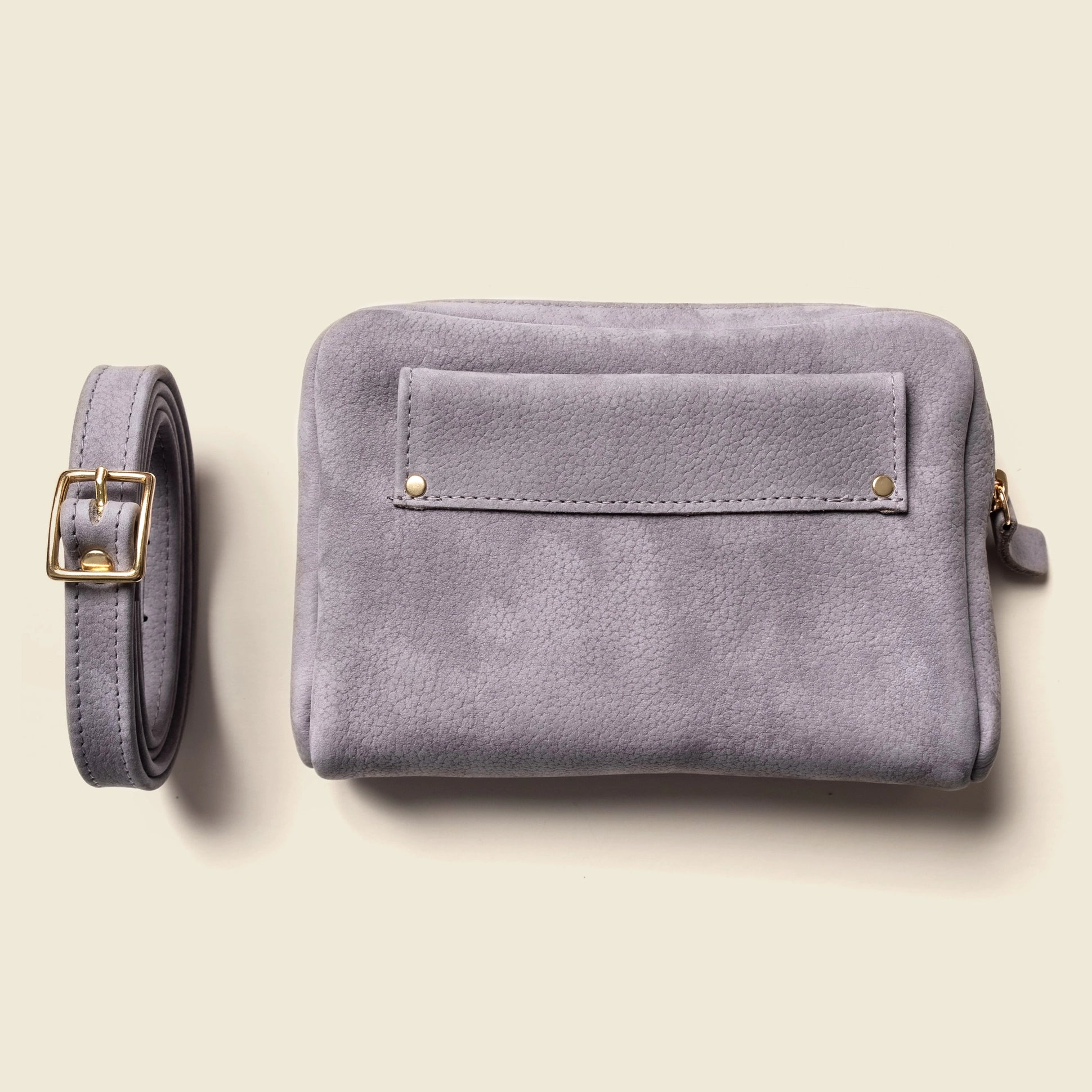 Leather Fanny Pack - Suede Gray