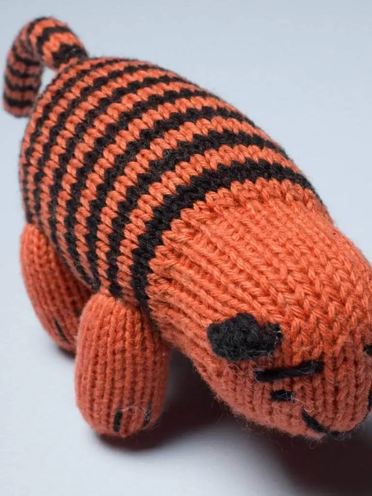 Organic Hand-Knit Baby Rattle - Bengal Tiger