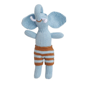 Hand-knit Blue Elephant Rattle