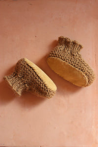Knitted Bebe Booties- Moss