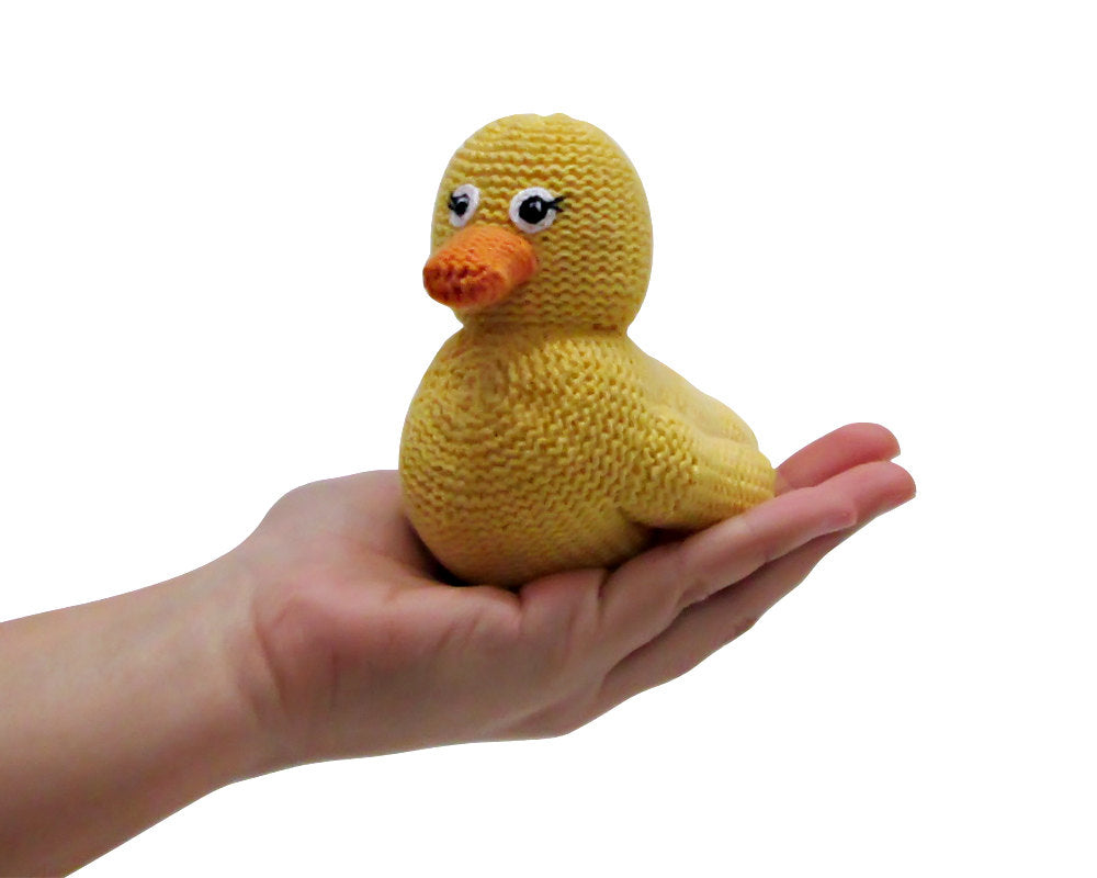 Organic Hand-Knit Baby Rattle - Yellow Duckie