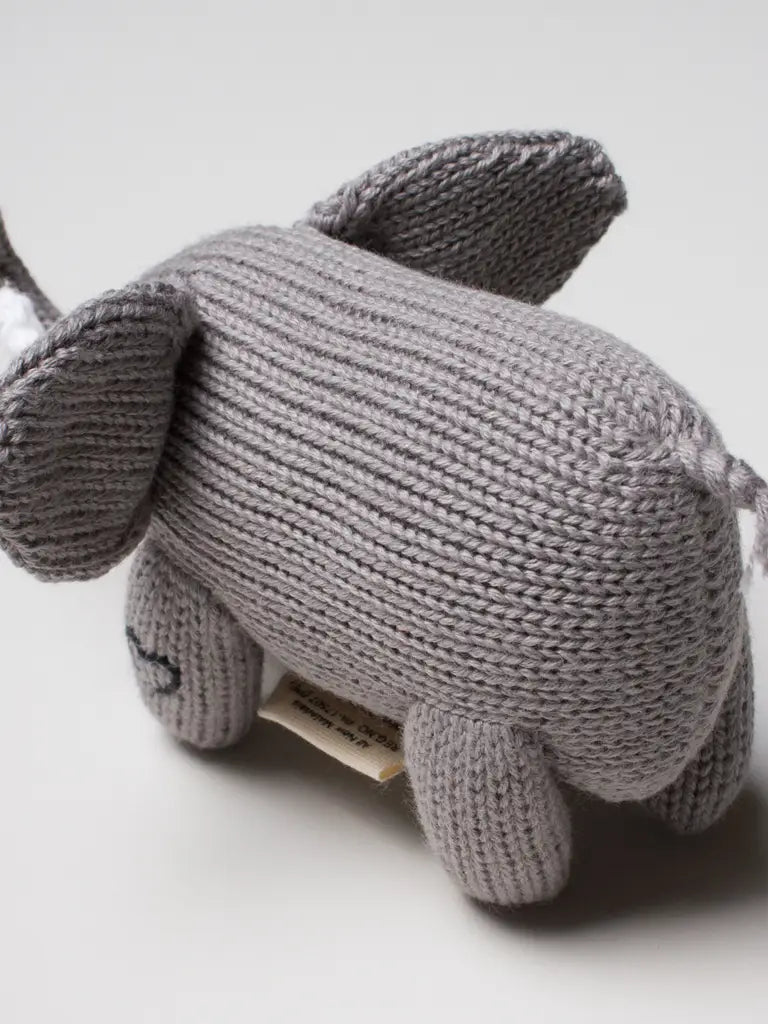 Organic Hand-Knit Baby Rattle - Elephant