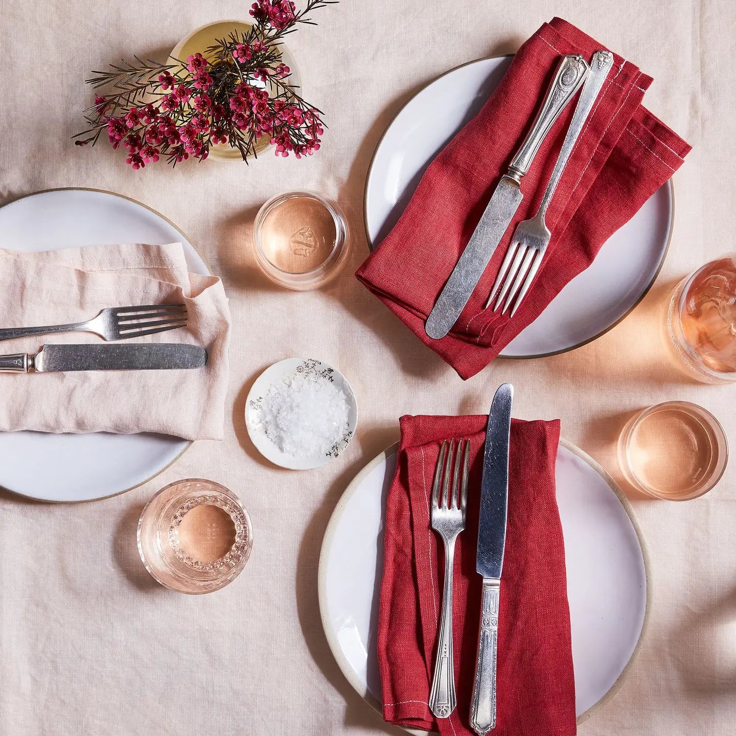 Hand-sewn Linen Napkins - English Rose