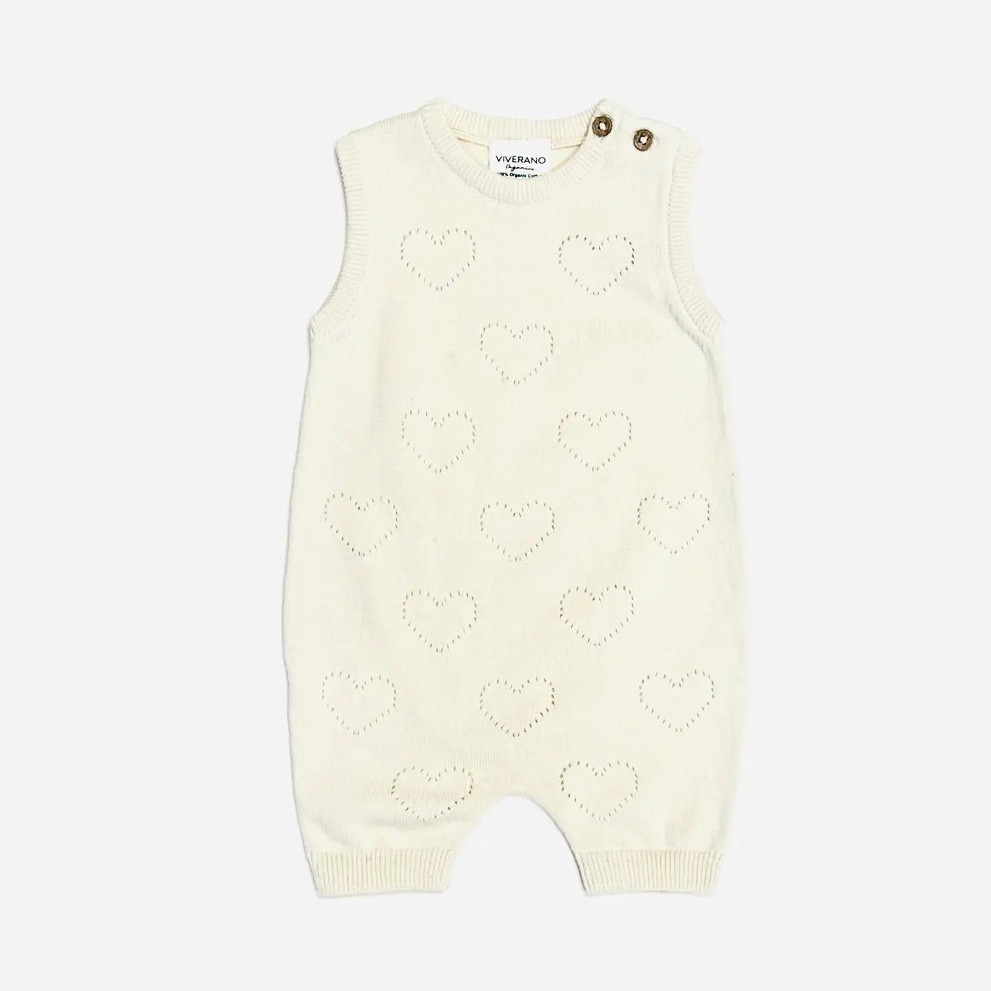 Hearts Pointelle Knit Organic Cotton Baby Romper