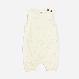 Hearts Pointelle Knit Organic Cotton Baby Romper