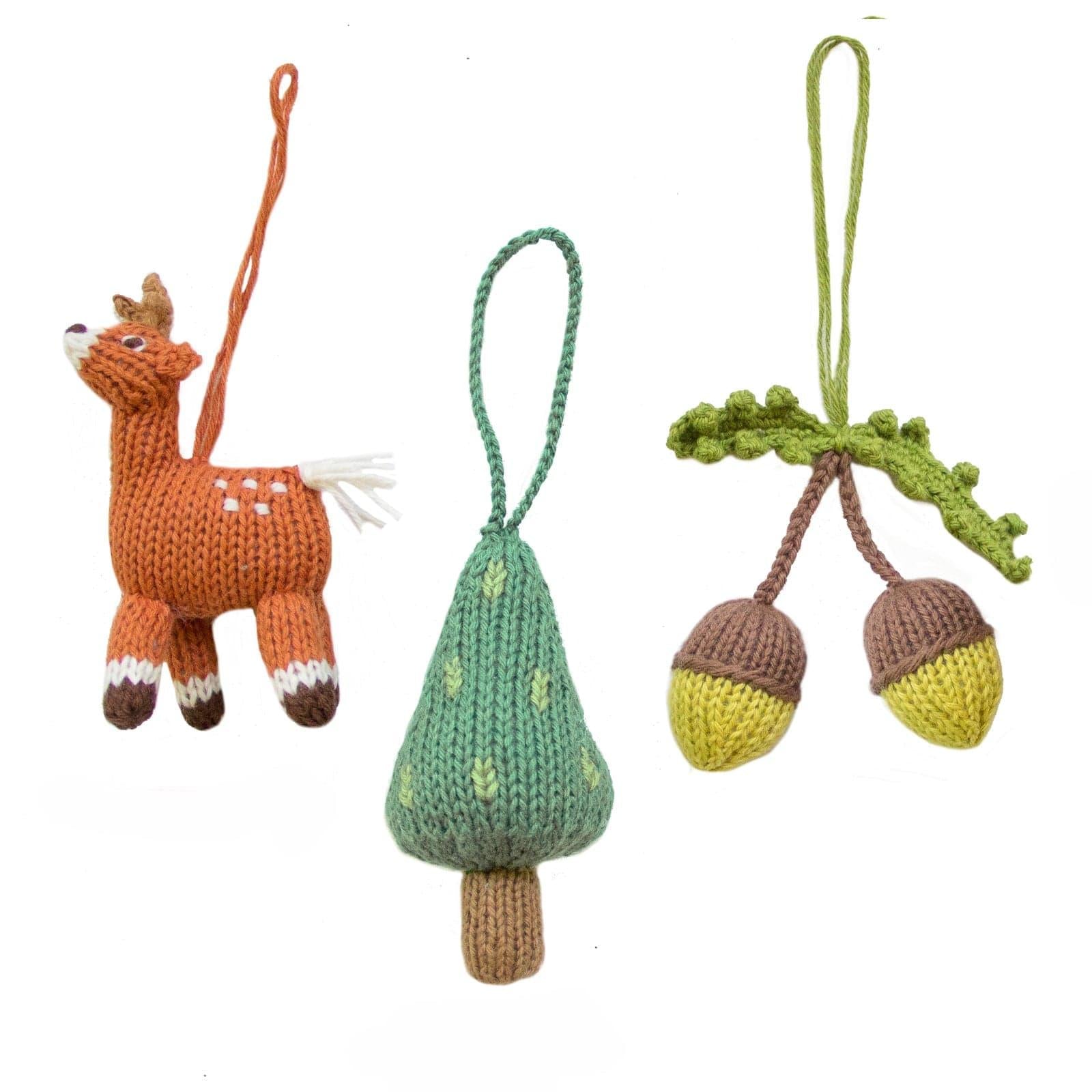 Holiday Woodland Ornaments - 3 Piece Set