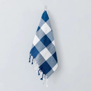 Ivory + Navy Gingham Turkish Hand Towel