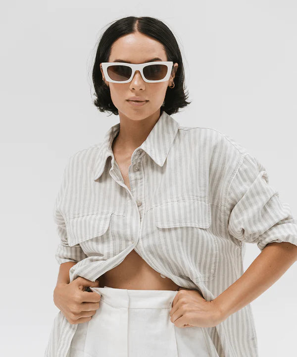 Jackie Rectangle Sunglasses - White Tortoise