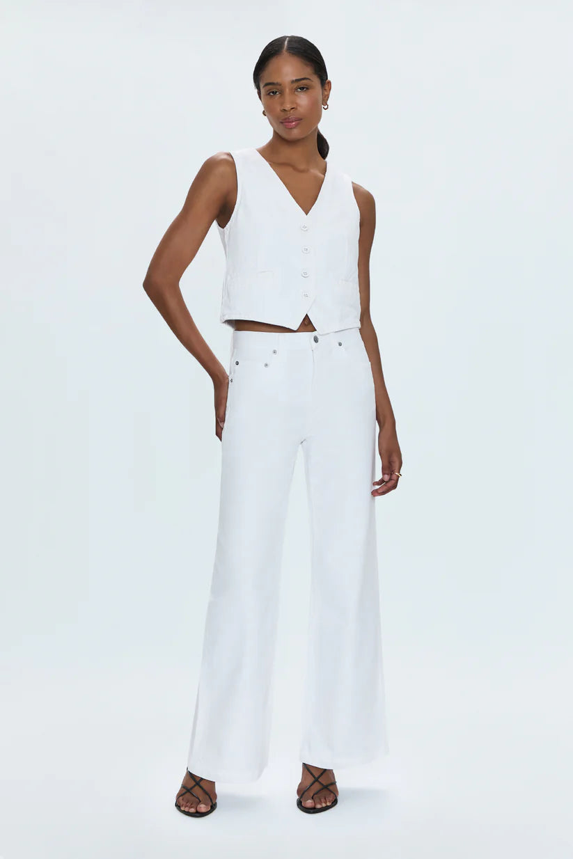 Jaydn Low Slung Palazzo Jean - Vivid White