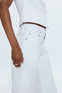 Jaydn Low Slung Palazzo Jean - Vivid White